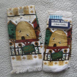 Love Thy Neighbor" Bee Themed Kitchen Towel/Dishcloths